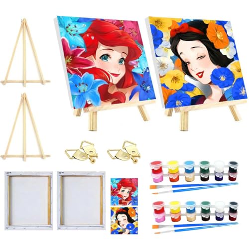 SOMHORN Malen Nach Zahlen Erwachsene Kind Cartoon Bild Faltenfreie Leinwand Acryl Pigment Home Deko Geburtstag Festival Geschenk 2 Pack (7.8x7.8in/20x 20cm) von SOMHORN