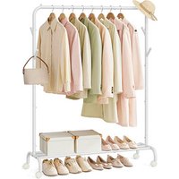 SONGMICS Rollgarderobe weiß Metall 4 Haken 103,5 x 155,0 cm von SONGMICS