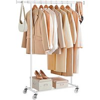 SONGMICS Rollgarderobe weiß Metall 92,0 - 132,0 x 160,0 cm von SONGMICS