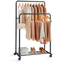 SONGMICS Rollgarderobe weiß Metall 92,5 x 142,0/158,0 cm von SONGMICS