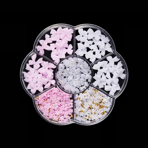 Nail Charms, Blumen Nagel Charms 3D Rosa Bogen Nail Art Dekoration - Nageldekorationszubehör von SONGQEE