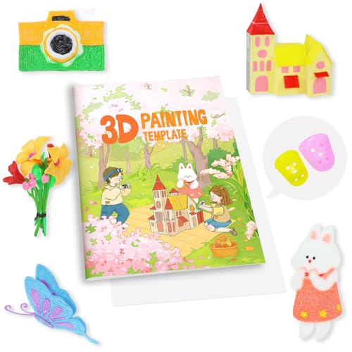 3D-Stiftdruck-Zeichenbuch, wiederverwendbare bunte dicke Papiervorlage, 40 Originalmuster, Graffiti-Malbuch als DIY-Geschenk für Kinder von SONGTIY