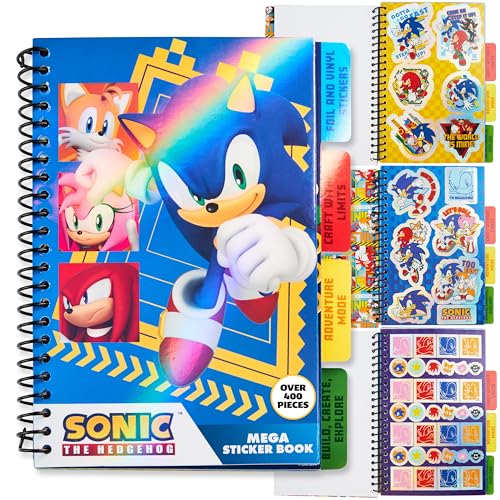 SONIC THE HEDGEHOG Stickerbuch Kinder Teenager, 28 Stickerbögen Shadow Knuckles 400+ Sticker, ideal als Scrapbook Stickeralbum, Geschenk Idee von SONIC THE HEDGEHOG