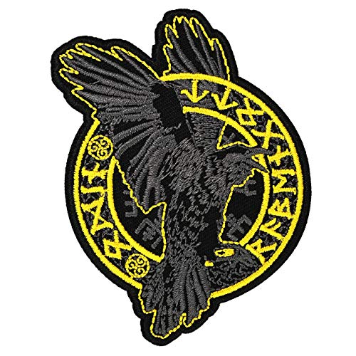 Aufnäher Aufbügler Patch Odin Rabengott Hugin Munin Runenschrift odins raben von SONS OF ODIN