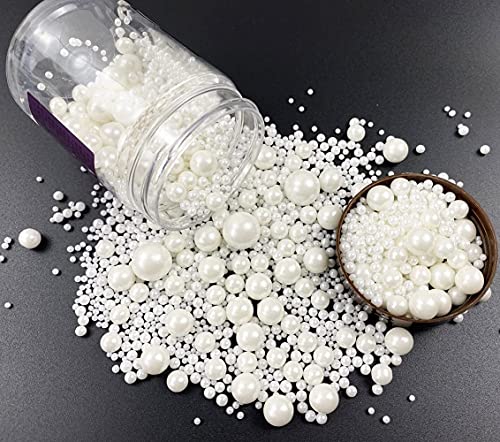 Essbare Perle Zuckerstreusel Bonbons 120 g / 4,2 Unzen Mischgröße Backen Kuchendekorationen Cupcake Topper Kekse zum Dekorieren von Eiscreme Toppings Feiern Shaker Jar Hochzeit Dusche Party von SONSMER