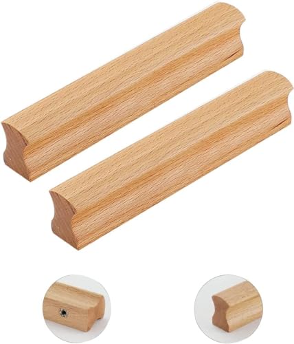 SOOYILE Schrankknöpfe aus Holz, Holzgriff, 2 x runde Schrankmöbel, Küchengriffe for Kommode, Schublade, Kleiderschrank, bogenförmiger Griff, Möbeltür, Schrank(Length 132mm) von SOOYILE