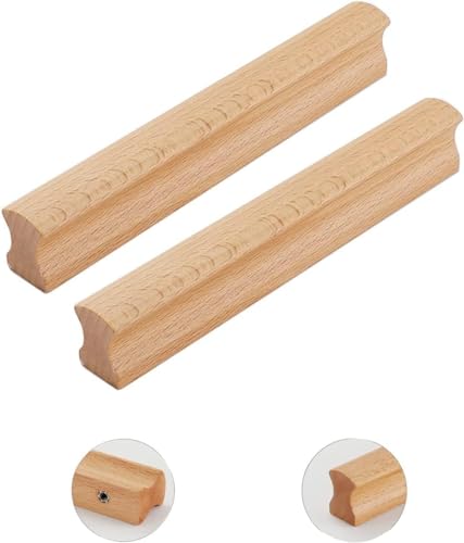 SOOYILE Schrankknöpfe aus Holz, Holzgriff, 2 x runde Schrankmöbel, Küchengriffe for Kommode, Schublade, Kleiderschrank, bogenförmiger Griff, Möbeltür, Schrank(Length 160mm) von SOOYILE