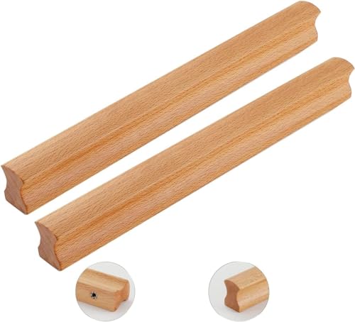 SOOYILE Schrankknöpfe aus Holz, Holzgriff, 2 x runde Schrankmöbel, Küchengriffe for Kommode, Schublade, Kleiderschrank, bogenförmiger Griff, Möbeltür, Schrank(Length 230mm) von SOOYILE