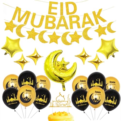 Eid Dekorationen Eid Mubarak Dekorationen für Zuhause Eid Mubarak Banner Mond Sterne Ballon Ramadan Dekorationen Sets für muslimische islamische Partyzubehör von SOPSTUO