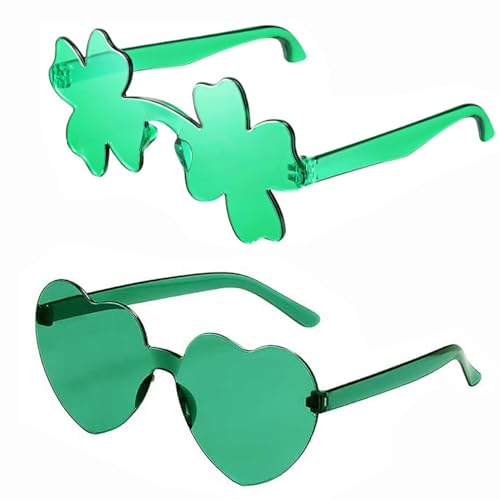 SOPSTUO 2 Paar Sonnenbrillen St. Patricks Day Sonnenbrille Grün Kleeblatt Brille für Erwachsene Kinder für St. Patricks Day Party Requisiten Gastgeschenke St. Patricks Day Zubehör von SOPSTUO