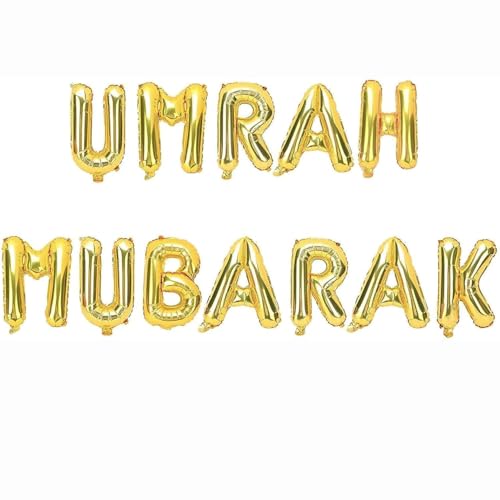 Umrah Mubarak Ballons, Goldfolien-Buchstabenballons für Ramadan, muslimische Eid-Party-Dekoration, muslimische Partyzubehör von SOPSTUO