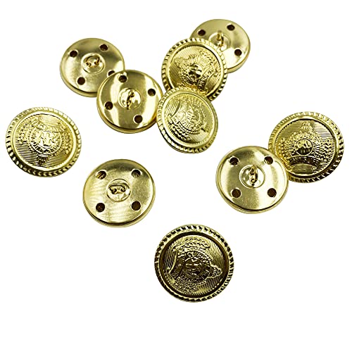 10 Stück Metallknöpfe, 25 mm großer Knopf, Ersatz für Mäntel, Blazer, Anzüge Sortumola, Uniform, Jackenkrone, 2,5 cm (Gold) ET812 von SORTUMOLA