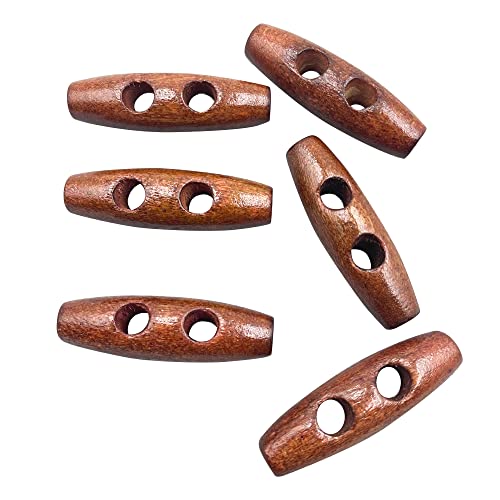 2 Löcher Holzknöpfe Horn Knebel Nähen Knöpfe Horn Zahn Form Stricken Zubehör für Mantel Jacke Nähen Handwerk DIY 40 mm 50 Stück (#4) ET2106 von SORTUMOLA