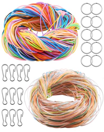 SOSALUK 200 Scoubidou Faden – 100 Scoubidou Faden Pailletten transparent und 100 normale Scoobidoos Fäden – elastischer Faden für Armband, Kreativ-Set, Erholungsspiel, Geschenk für Mädchen von SOSALUK