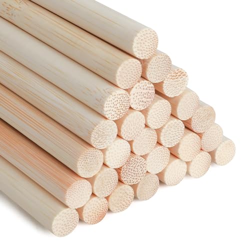 SOSMAR 30 Stück Holzstäbchen zum Basteln, Bambusstäbe rund Ø 10mm x 30cm Lang Rundholz Natur Holzstab Bastelholz für Modellbau DIY Handwerk und Deko von SOSMAR