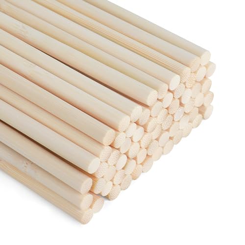 SOSMAR 70 Stück Holzstäbchen zum Basteln, Bambusstäbe rund Ø 6mm x 30cm Lang Rundholz Natur Holzstab Bastelholz für Modellbau DIY Handwerk und Deko von SOSMAR