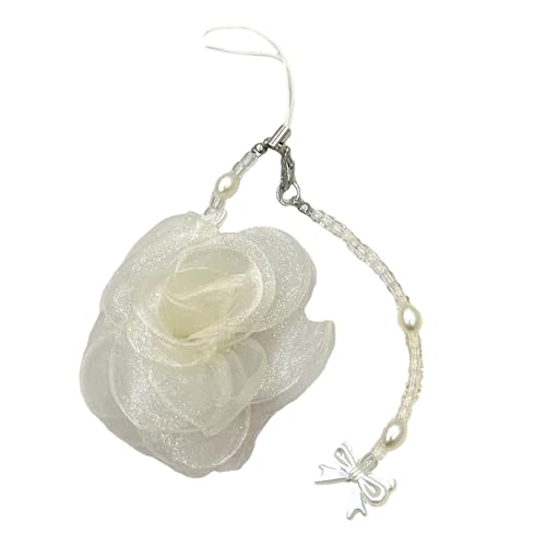 SOUTHJIELING Eleganter Kamelien-Blumen-Handyanhänger, Kunstharz, handgefertigt, Kamelien, Handyanhänger, einzigartiger Anhänger für Damen, Accessoires von SOUTHJIELING