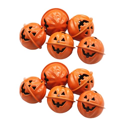 SOUTHJIELING Halloween-Kürbis-Glocken-Anhänger aus Metall, lächelndes Gesicht, für Ohrringherstellung und Party-Schmuck, 10 Stück von SOUTHJIELING