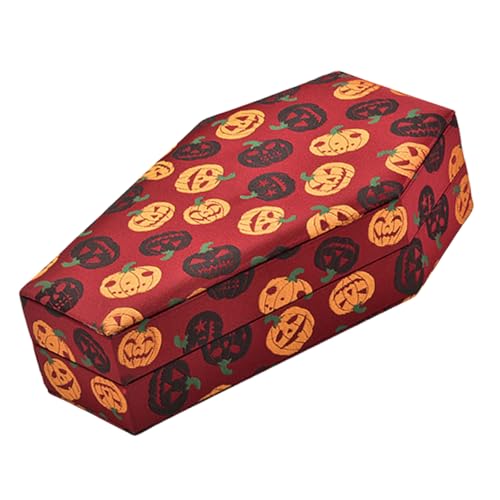 SOUTHJIELING Sargförmige Ringhalterbox, Halloween-Thema, Schmuck-Aufbewahrungsbehälter, stilvolle Samt-gefütterte Hülle für Zubehör von SOUTHJIELING