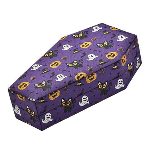 SOUTHJIELING Sargförmige Ringhalterbox, Halloween-Thema, Schmuck-Aufbewahrungsbehälter, stilvolle Samt-gefütterte Hülle für Zubehör von SOUTHJIELING