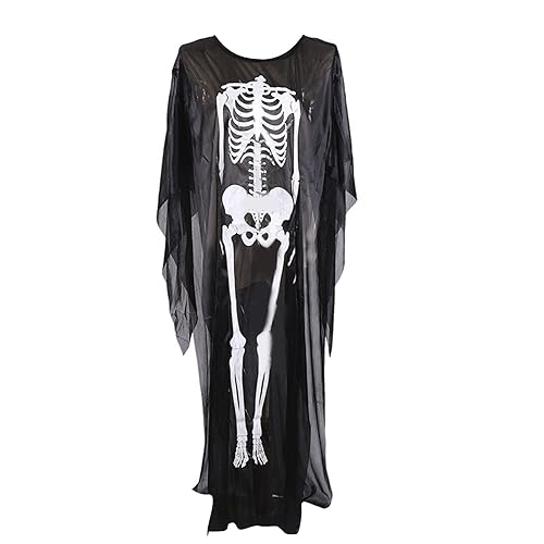 SOUTHJIELING Skelett-Poncho aus Netzstoff für Damen und Herren, Totenkopfknochen, Halloween-Umhang, Halloween, Cosplay, Zubehör, Kostüm von SOUTHJIELING