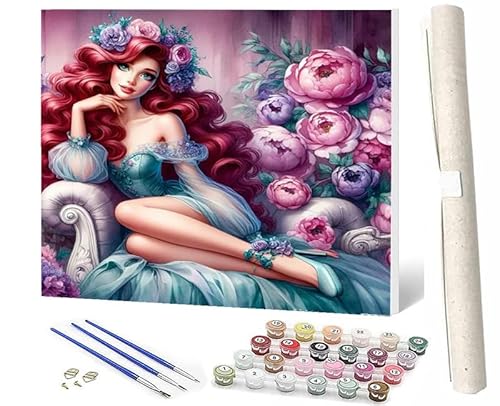 SOWBIL DIY Malen nach Zahlen Abstrakt Buntes Malen nach Zahlen für Erwachsene Prinzessin Blume 059 Wasser Kits auf Leinwand für Home Wall Decor Acryl Kits für Kind 16x20inch von SOWBIL