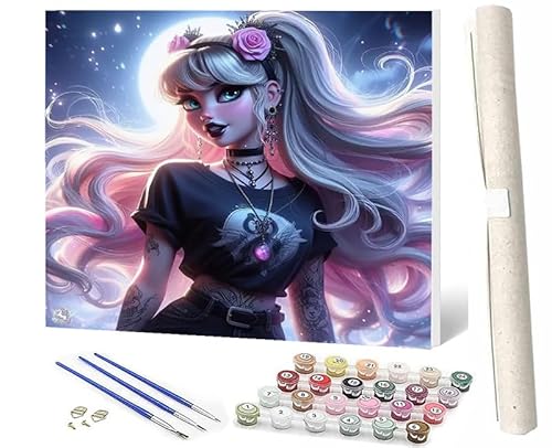 SOWBIL Malen Nach Zahlen Anime-Cartoon-Mädchen-Blumen-1 Malen Nach Zahlen Erwachsene AnfängerPaint by Numbers DIY Ölgemälde Leinwand Kit für Home Wand Dekor Ohne Rahmen 40X50CM von SOWBIL