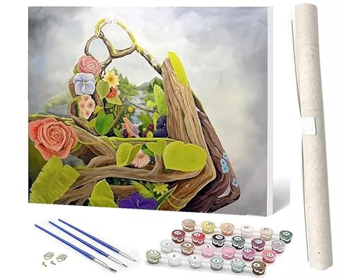 SOWBIL Malen Nach Zahlen Erwachsene Blumen und Frauen-11 DIY Handbemalte Ölgemälde Kits Für Wohnkultur Leinwand Gemälde Geschenk Für Erwachsene Anfänger KinderOhne 40 X 50CM von SOWBIL