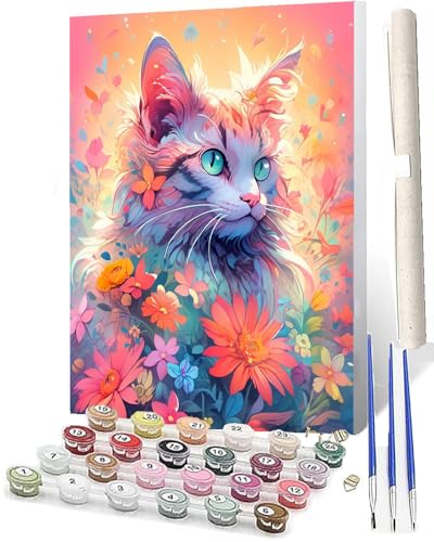 SOWBIL Malen Nach Zahlen Erwachsene Kinder Anfängerab 7 8 9 10 Jahre Mädchen Kit mit Pinsels und Farbe Farbe Kat-3 als Geburtstag Geschenk für Home Deko (40x50cm) von SOWBIL