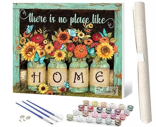 SOWBIL Malen Nach Zahlen Erwachsene Kinder Anfängerab 7 8 9 10 Jahre Mädchen Kit mit Pinsels und Farbe Vase Blumen Schmetterling 010 als Geburtstag Geschenk für Home Deko (40x50cm) von SOWBIL