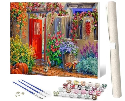 SOWBIL Malen Nach Zahlen Erwachsene Tiere Blumenhaus-092 AnfäNger Knitterfreie Leinwand Pinsels Und Acrylfarbe Diy Handgemalt öLgemäLde Kit Als Geschenk 40 X 50cm von SOWBIL