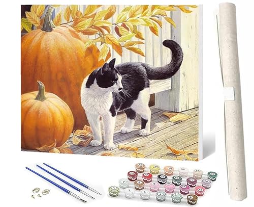 SOWBIL Malen Nach Zahlen Erwachsene Tiere Blumentier Katze 088 AnfäNger Knitterfreie Leinwand Pinsels Und Acrylfarbe Diy Handgemalt öLgemäLde Kit Als Geschenk 40 X 50cm von SOWBIL