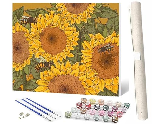 SOWBIL Malen Nach Zahlen Erwachsene Tiere Bunte Blumen-2 AnfäNger Knitterfreie Leinwand Pinsels Und Acrylfarbe Diy Handgemalt öLgemäLde Kit Als Geschenk 40 X 50cm von SOWBIL