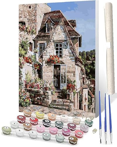 SOWBIL Malen Nach Zahlen Erwachsene Tiere Europäische Stadt 091 AnfäNger Knitterfreie Leinwand Pinsels Und Acrylfarbe Diy Handgemalt öLgemäLde Kit Als Geschenk 40 X 50cm von SOWBIL