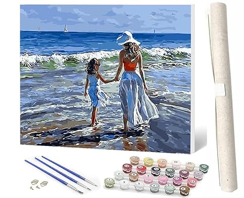 SOWBIL Malen Nach Zahlen Erwachsene Tiere Ocean Mom Girl 051 AnfäNger Knitterfreie Leinwand Pinsels Und Acrylfarbe Diy Handgemalt öLgemäLde Kit Als Geschenk 40 X 50cm von SOWBIL