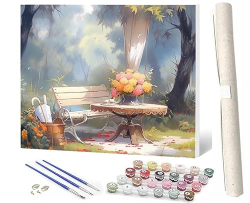 SOWBIL Malen Nach Zahlen Erwachsene Tiere Sitzwaldlandschaft 067 AnfäNger Knitterfreie Leinwand Pinsels Und Acrylfarbe Diy Handgemalt öLgemäLde Kit Als Geschenk 40 X 50cm von SOWBIL