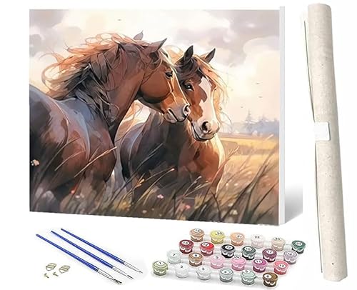 SOWBIL Malen Nach Zahlen Erwachsene Tiere Tier Pferd 147 AnfäNger Knitterfreie Leinwand Pinsels Und Acrylfarbe Diy Handgemalt öLgemäLde Kit Als Geschenk 40 X 50cm von SOWBIL