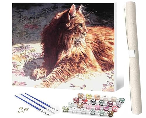 SOWBIL Malen Nach Zahlen Erwachsene Tiere Tierkatze 097 AnfäNger Knitterfreie Leinwand Pinsels Und Acrylfarbe Diy Handgemalt öLgemäLde Kit Als Geschenk 40 X 50cm von SOWBIL