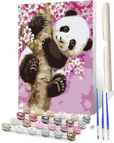 SOWBIL Malen Nach Zahlen ErwachseneKinderPainting By Numbers Easy 40 * 50 cm Panda-Kletterbaum DIY Handgemalt Ölgemälde Kit für Anfänger und ErwachseneHome Haus DekoOhne Rahmen von SOWBIL