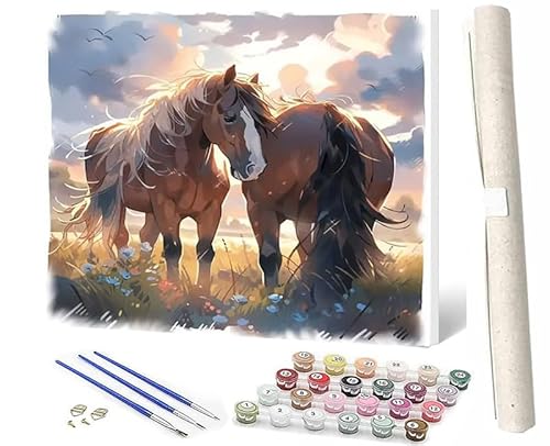 SOWBIL Malen Nach Zahlen ErwachsenePaint by Numbers Kinder Anfänger Tier Pferd 149 DIY Handgemalt Ölgemälde Leinwand Kits für HeimdekorationOhne Rahmen (40x50cm) von SOWBIL