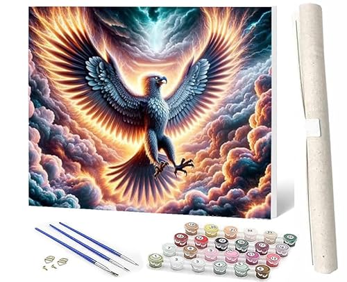 SOWBIL Malen Nach Zahlen ErwachsenePaint by Numbers Kinder Anfänger Tieradler-Flagge-1 DIY Handgemalt Ölgemälde Leinwand Kits für HeimdekorationOhne Rahmen (40x50cm) von SOWBIL