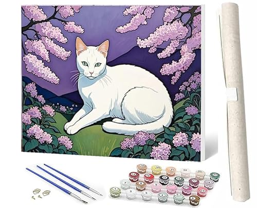 SOWBIL Malen Nach Zahlen ErwachsenePaint by Numbers Kinder Anfänger Tierkatze 083 DIY Handgemalt Ölgemälde Leinwand Kits für HeimdekorationOhne Rahmen (40x50cm) von SOWBIL