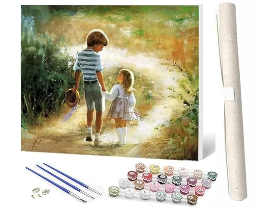 SOWBIL Malen Nach Zahlen Kinder und Tiere 104 DIY Malen Nach Zahlen Kit Für Erwachsene Und Kinder DIY Leinwandmalerei Aquarell-ölgemälde Acrylmalerei Kunsthandwerk 16x20 Zoll von SOWBIL