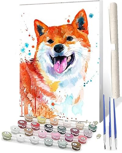 SOWBIL Malen Nach Zahlen Tier Hund 086 Malen Nach Zahlen Erwachsene AnfängerPaint by Numbers DIY Ölgemälde Leinwand Kit für Home Wand Dekor Ohne Rahmen 40X50CM von SOWBIL