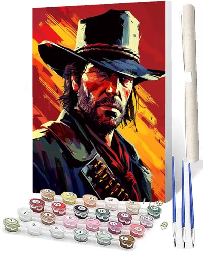 SOWBIL Malen Nach Zahlen Western Cowboy-3 DIY Malen Nach Zahlen Kit Für Erwachsene Und Kinder DIY Leinwandmalerei Aquarell-ölgemälde Acrylmalerei Kunsthandwerk 16x20 Zoll von SOWBIL