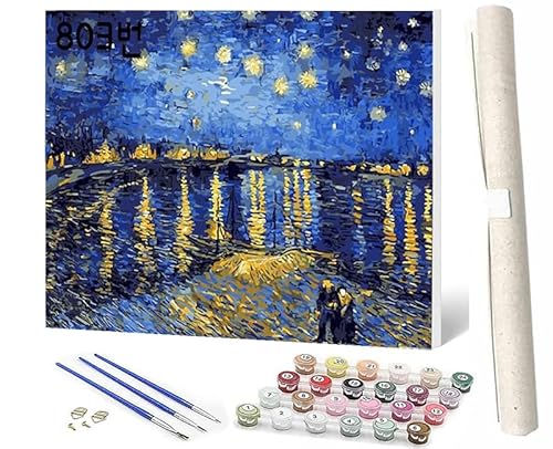 SOWBIL Malen nach Zahlen Van Gogh 089 Ölmalerei Bastelset für Anfänger und Kinder Inklusive Knitterfreie LeinwandFarben3 Pinselfür Home Haus Deko 40x50cm(Rahmenlos) von SOWBIL