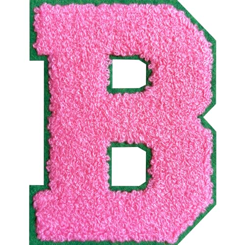 SOYCEV Aufbügler mit Buchstaben zum Aufbügeln, Chenille, groß, Letterman, Jacke, Varsity-Buchstaben, 11,4 cm, Pink (B) von SOYCEV