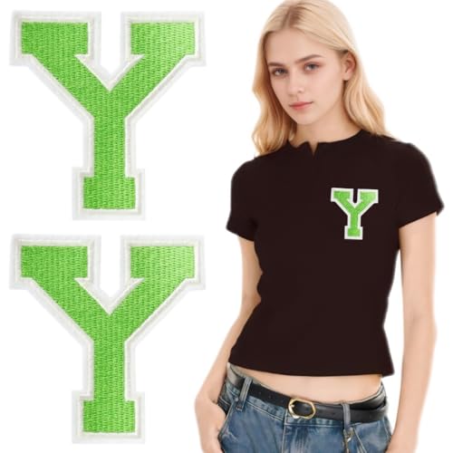SOYCEV Letterman Jacken-Aufnäher zum Aufbügeln, 11,4 cm, groß, bestickte Buchstaben, Applikation, Varsity-Initialen, Aufnäher für Kleidung, Tasche, Kleid, Hut, Jeans, Grün, Y, 2 Stück SOYCEV Letterman Jacken-Aufnäher zum Aufbügeln, 11,4 cm, groß, bestickte Buchstaben, Applikation, Varsity-Initialen, Aufnäher für Kleidung, Tasche, Kleid, Hut, Jeans, Grün, Y, 2 Stück von SOYCEV