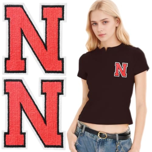 SOYCEV Letterman Jacken-Aufnäher zum Aufbügeln, 11,4 cm, groß, bestickte Buchstaben, Applikation, Varsity-Initialen, Aufnäher für Kleidung, Tasche, Kleid, Hut, Jeans, Rot, N, 2 Stück SOYCEV Letterman Jacken-Aufnäher zum Aufbügeln, 11,4 cm, groß, bestickte Buchstaben, Applikation, Varsity-Initialen, Aufnäher für Kleidung, Tasche, Kleid, Hut, Jeans, Rot, N, 2 Stück von SOYCEV