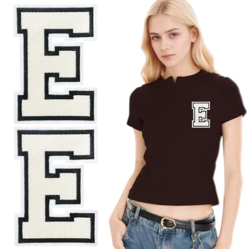 SOYCEV Letterman Jacken-Aufnäher zum Aufbügeln, 11,4 cm, groß, bestickte Buchstaben, Applikation, Varsity-Initialen, Aufnäher für Kleidung, Tasche, Kleid, Hut, Jeans, Weiß, E, 2 Stück SOYCEV Letterman Jacken-Aufnäher zum Aufbügeln, 11,4 cm, groß, bestickte Buchstaben, Applikation, Varsity-Initialen, Aufnäher für Kleidung, Tasche, Kleid, Hut, Jeans, Weiß, E, 2 Stück von SOYCEV